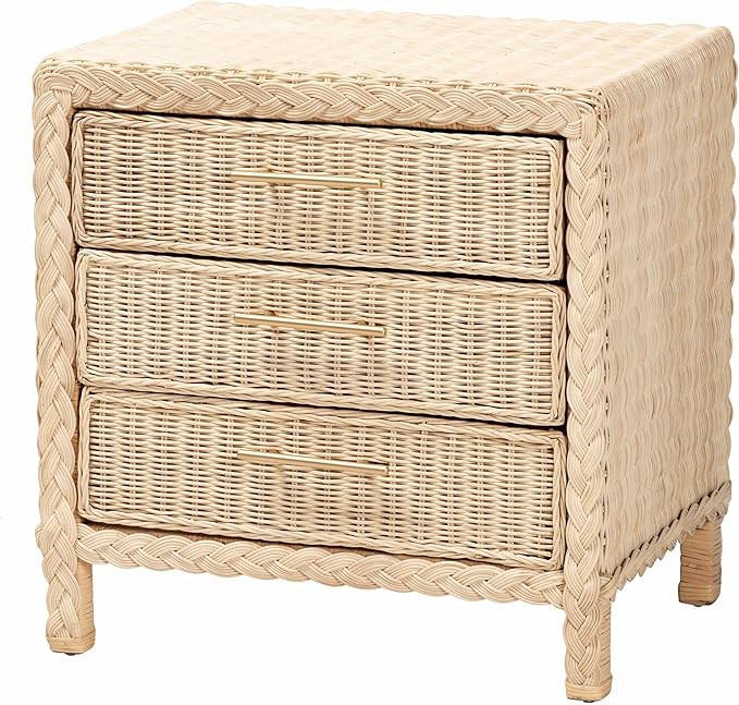 bali & pari Lanica Braided Natural Rattan Nightstand, Pale Brown | Amazon (US)