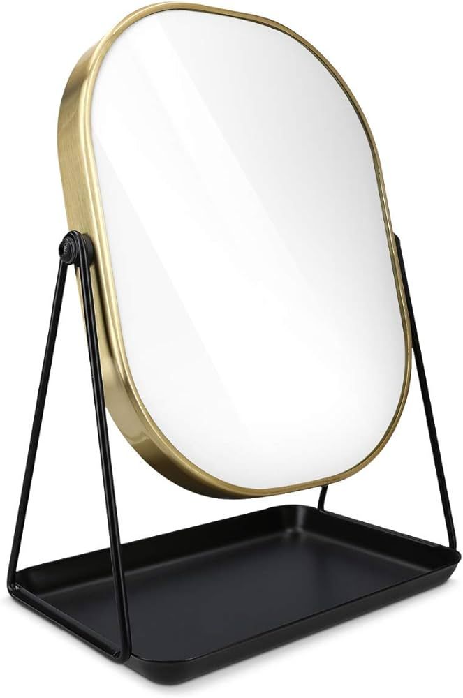 Navaris Vanity Mirror with Tray - Table Top Mirror with Metal Stand and Storage - 7" x 9" Mirror ... | Amazon (US)