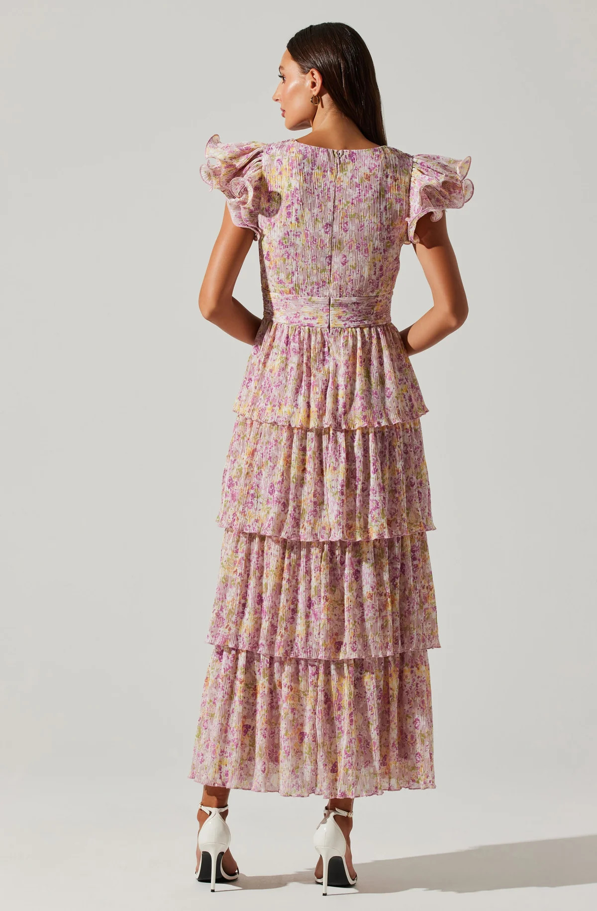 Emporia Floral Pleated Tiered Midi Dress | ASTR The Label (US)