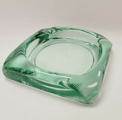 Recycled Glass Ashtray Square Clear Green Heavy Cigar Ash Tray Vintage MCM | eBay US