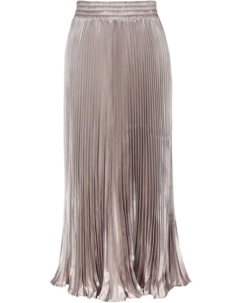 ebossy Women's Boho Satin Metallic Pleated Accordion Skirts Elastic High Waist Flowy A Line Shirr... | Amazon (US)