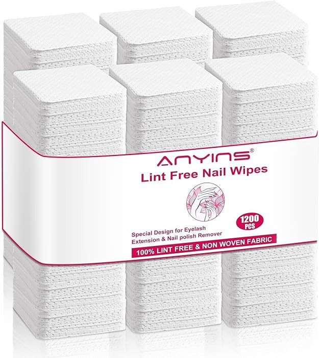 Lint Free Nail Wipes, 1200PCS White Lint Free Wipes Non-woven Fabric Gel Polish Remover Super Abs... | Amazon (US)