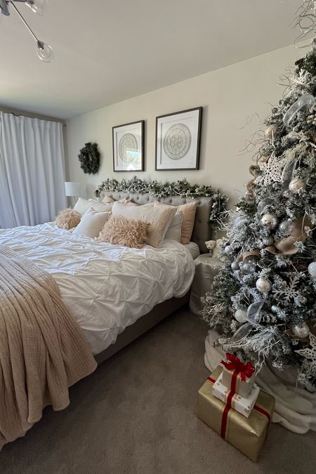 Christmas bedroom #christmastree #christmasbedroom #bedroom #neutralchristmas #kingofchristmas 

#LTKSeasonal #LTKHoliday #LTKhome