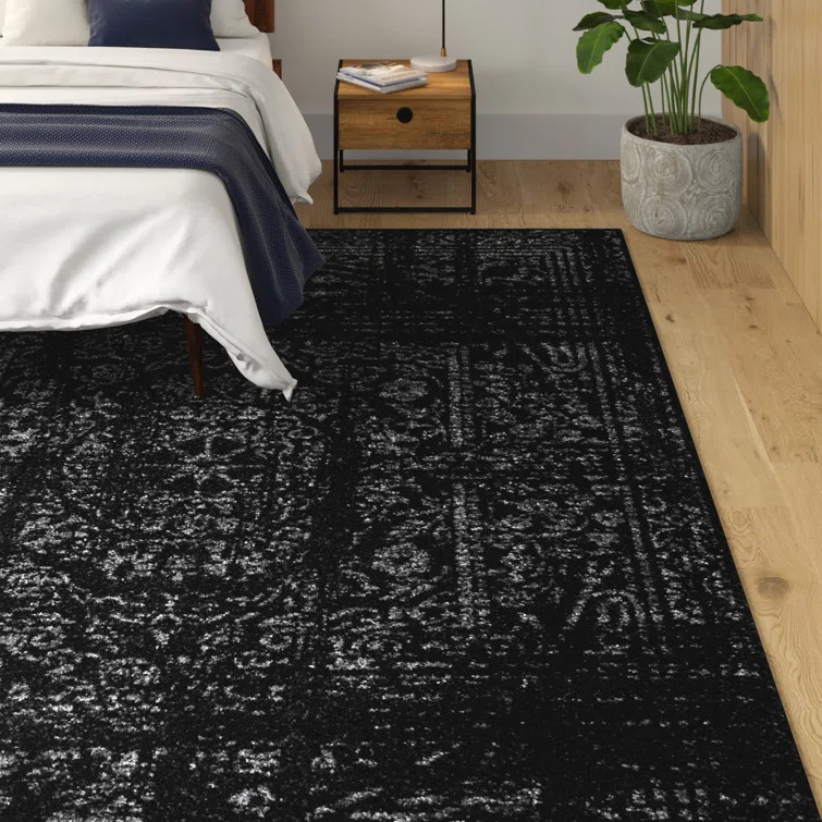 Adetoun Oriental Area Rug in Black/Gray | Wayfair North America