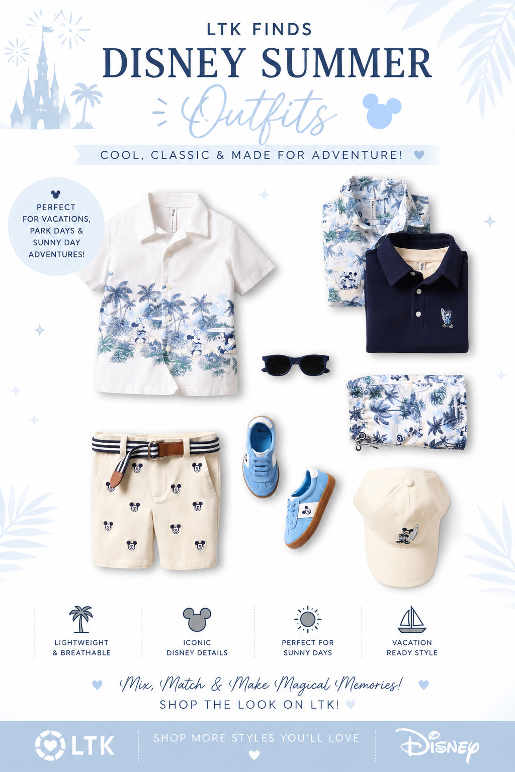 Disney summer outfits for boys ☀️🏰💙

These are the CUTEST Disney-inspired boys outfits for summer vacations, park days, cruises, and family photos ✨

I’m obsessed with the classic blue + neutral color palette and all the subtle Disney details — especially the matching shorts, button-ups, and little sneakers 🥹

Perfect for:
✔️ Disney trips
✔️ Summer vacations
✔️ Resort dinners
✔️ Beach photos
✔️ Park outfits

Everything is lightweight, breathable, and made for sunny adventures ☀️ Shop the full look now on my LTK!

#LTKKids #DisneyStyle #DisneyOutfits #DisneyVacation #BoyMom #KidsFashion #DisneyTrip #FamilyVacation #SummerStyle #MatchingOutfits #DisneyAesthetic #VacationStyle #DisneyFamily #LTKFinds #KidsOOTD
 

 