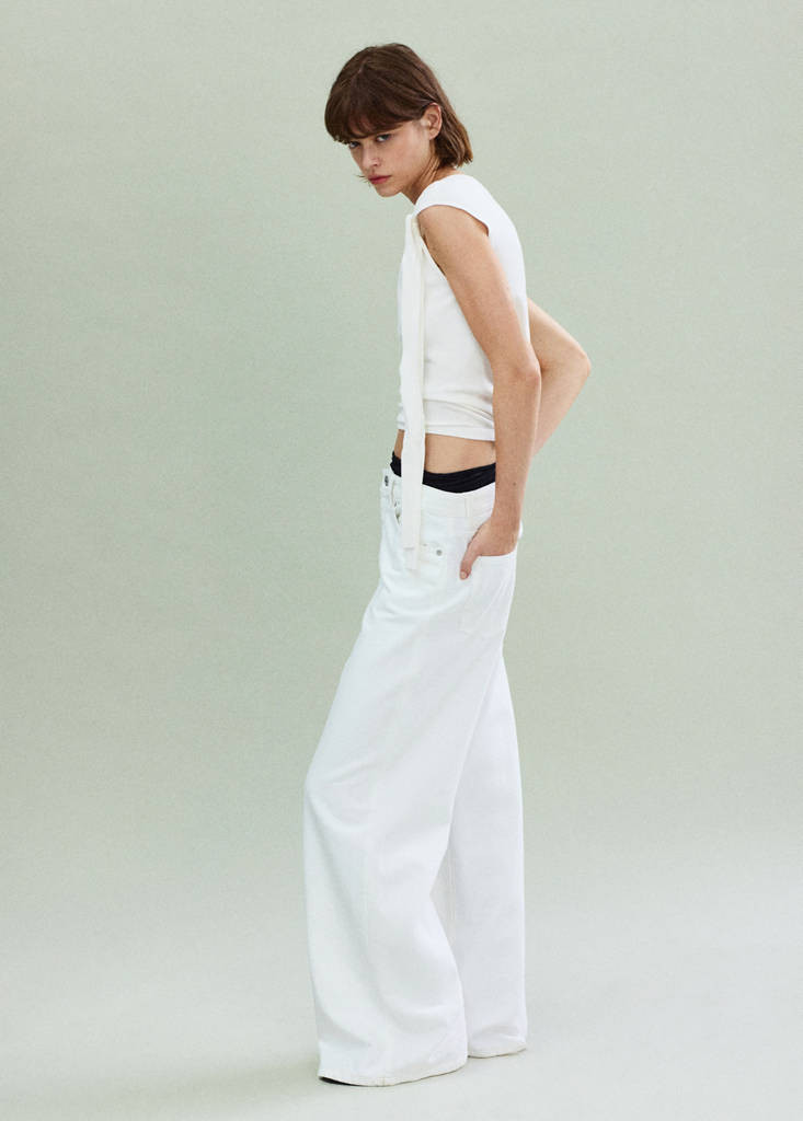Fine-knit sweater with tie detail white - Women - S - MANGO | Mango (US/MX/AU)