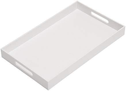 Glossy White Sturdy Acrylic Serving Tray with Handles-12x20Inch-Serving Coffee,Appetizer,Breakfas... | Amazon (US)