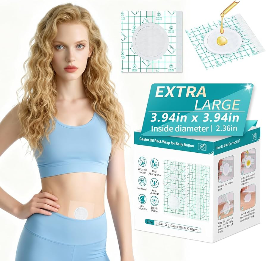 Castor Oil Patches, 60PCS DIY Castor Oil Pack Wrap, Belly Button Patch, Disposable Belly Button P... | Amazon (US)