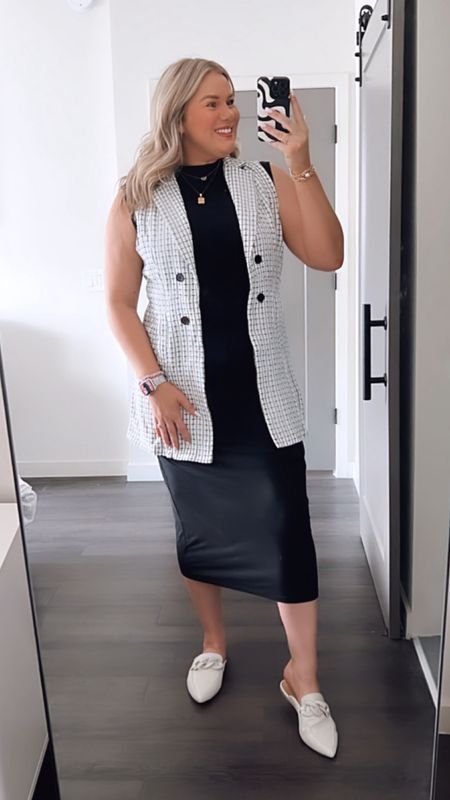 Travel outfit of the day. 

This mock turtleneck dress from Target will be a staple for the fall months! So many ways to style it. 
Today I added this plaid double breasted long vest && these mules. 

Dress size: Large 
Vest size: XL

#LTKworkwear #LTKmidsize #LTKtravel