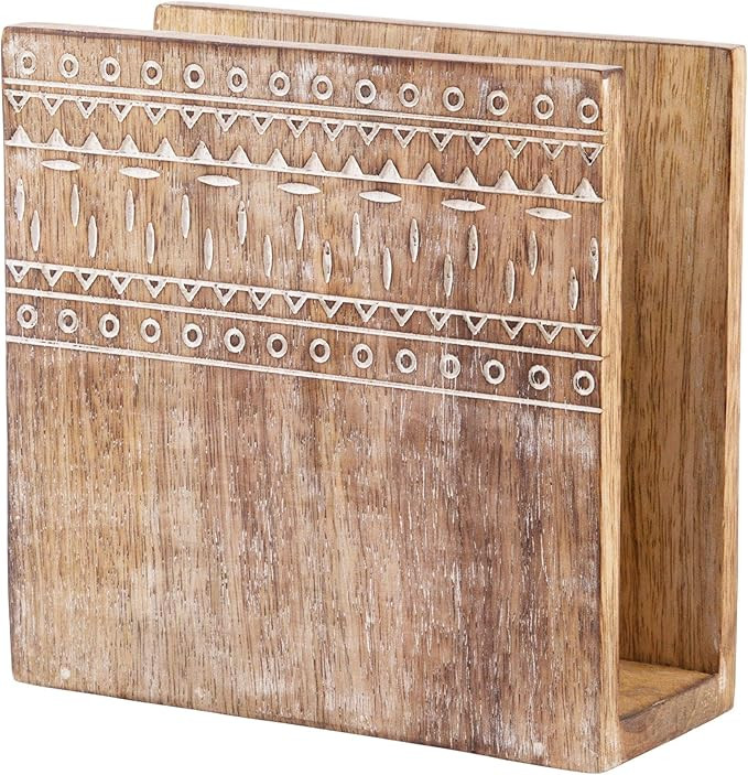 Modern Farmhouse Wood Napkin Holder - Freestanding Tissue Dispenser For Kitchen Countertops, Dini... | Amazon (US)