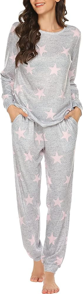 Ekouaer Womens Jogger Pajama Sets Long Sleeve Sleepwear Round Neck Nightwear Soft Pjs Lounge Sets... | Amazon (US)