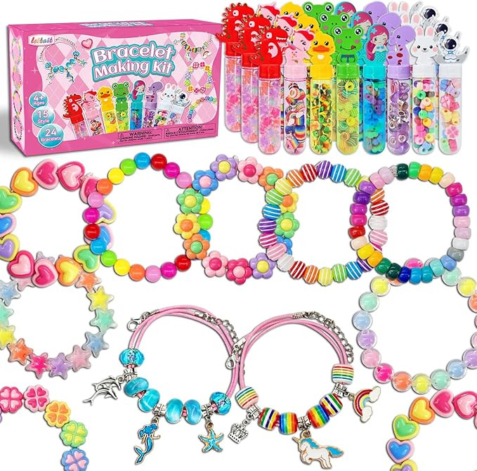 leitait 24 Pack Bracelet Wands,Charm Bracelet Jewelry Making Kit,Arts Crafts for Kids,Unicorn Par... | Amazon (US)