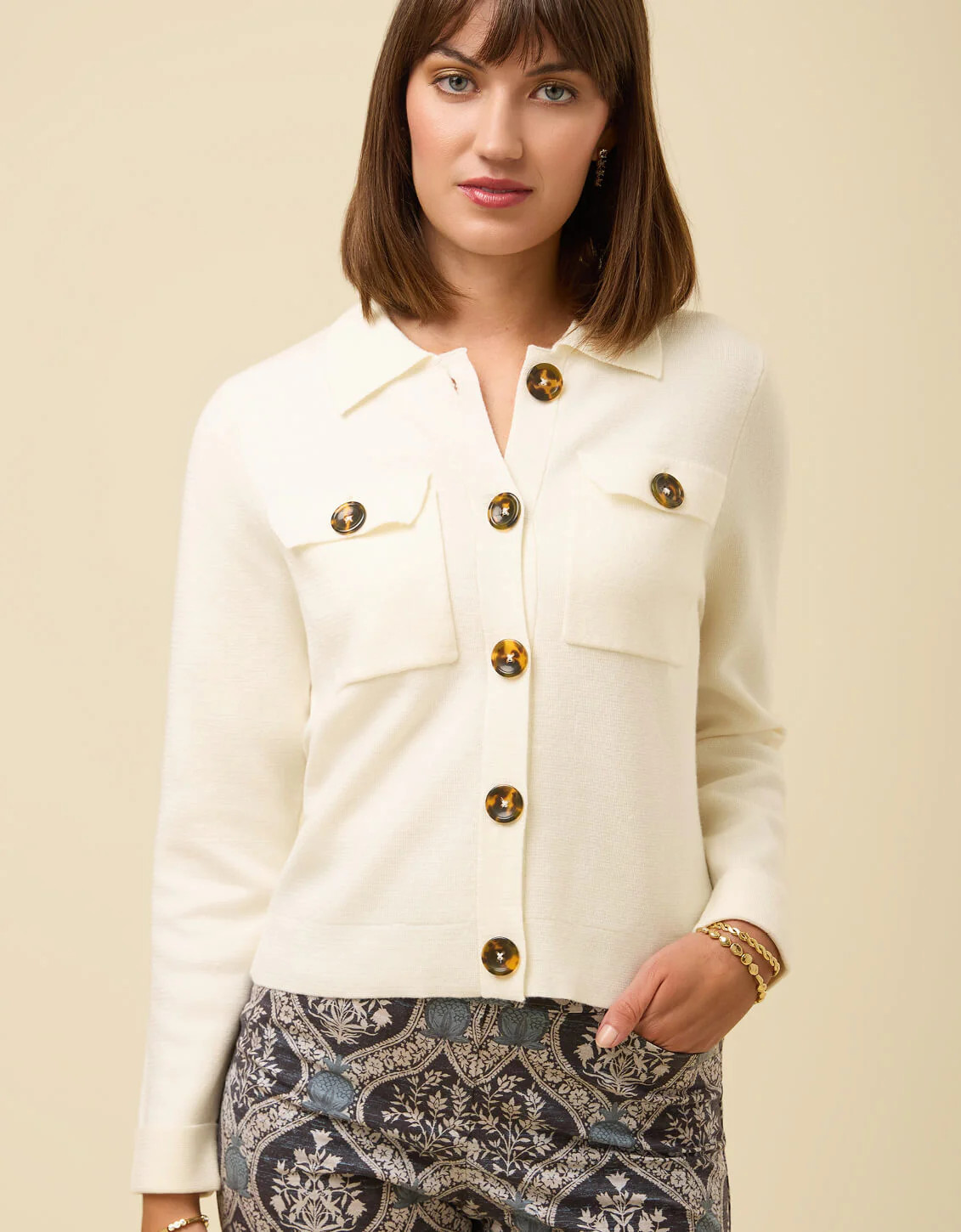 Pippa Cardigan Antique White | Spartina 449