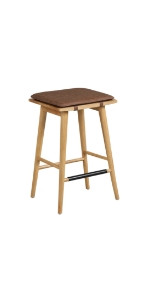 Nathan James Barker Classic Counter Height Wood Barstool with Leather Removable Cushion, Backless... | Amazon (US)