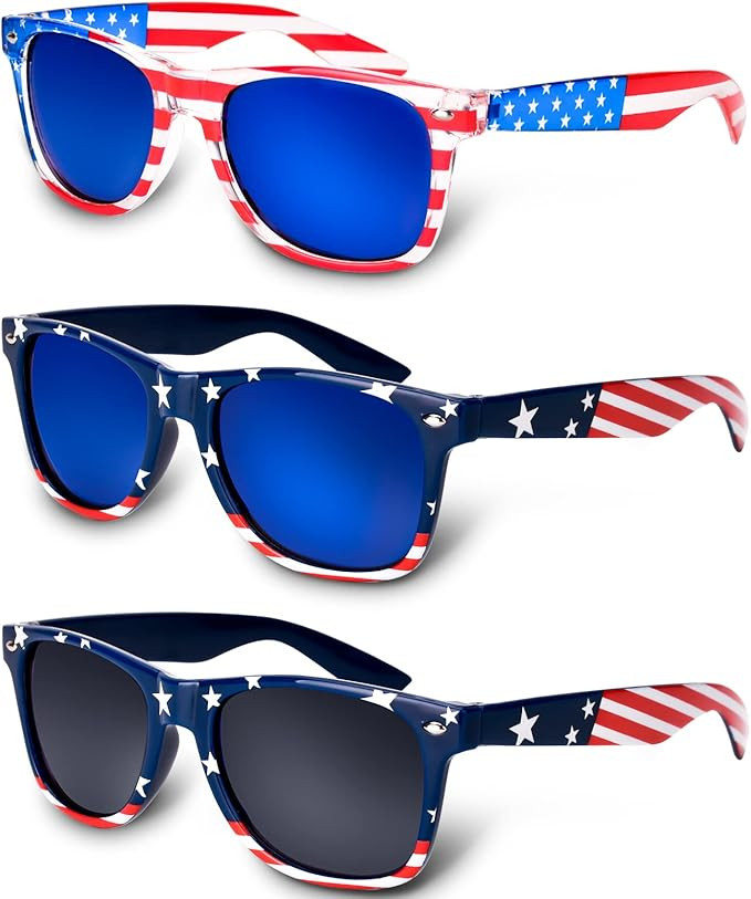 3Pcs American Flag Sunglasses, 4th of July Decor Party Accessories, Independence Day Decorations | Amazon (US)