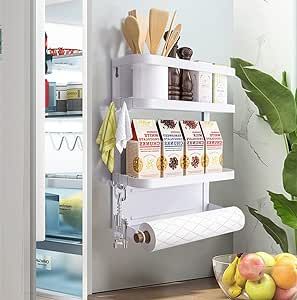 Couah Magnetic Spice Rack,Magnetic Paper Towel Holder 2-Tier Magnetic Shelf Spice Rack Spice Orga... | Amazon (US)