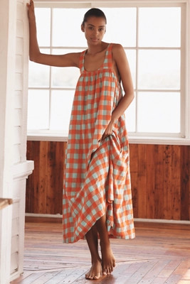 By Anthropologie Tie-Back Midi Apron Nap Dress | Anthropologie (US)