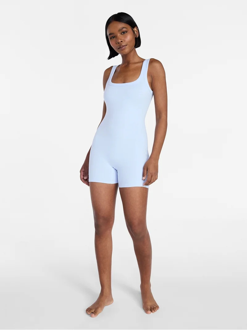 No Boundaries Cotton Stretch Ribbed Cozy Romper, Women's XS-XXXL | Walmart (US)