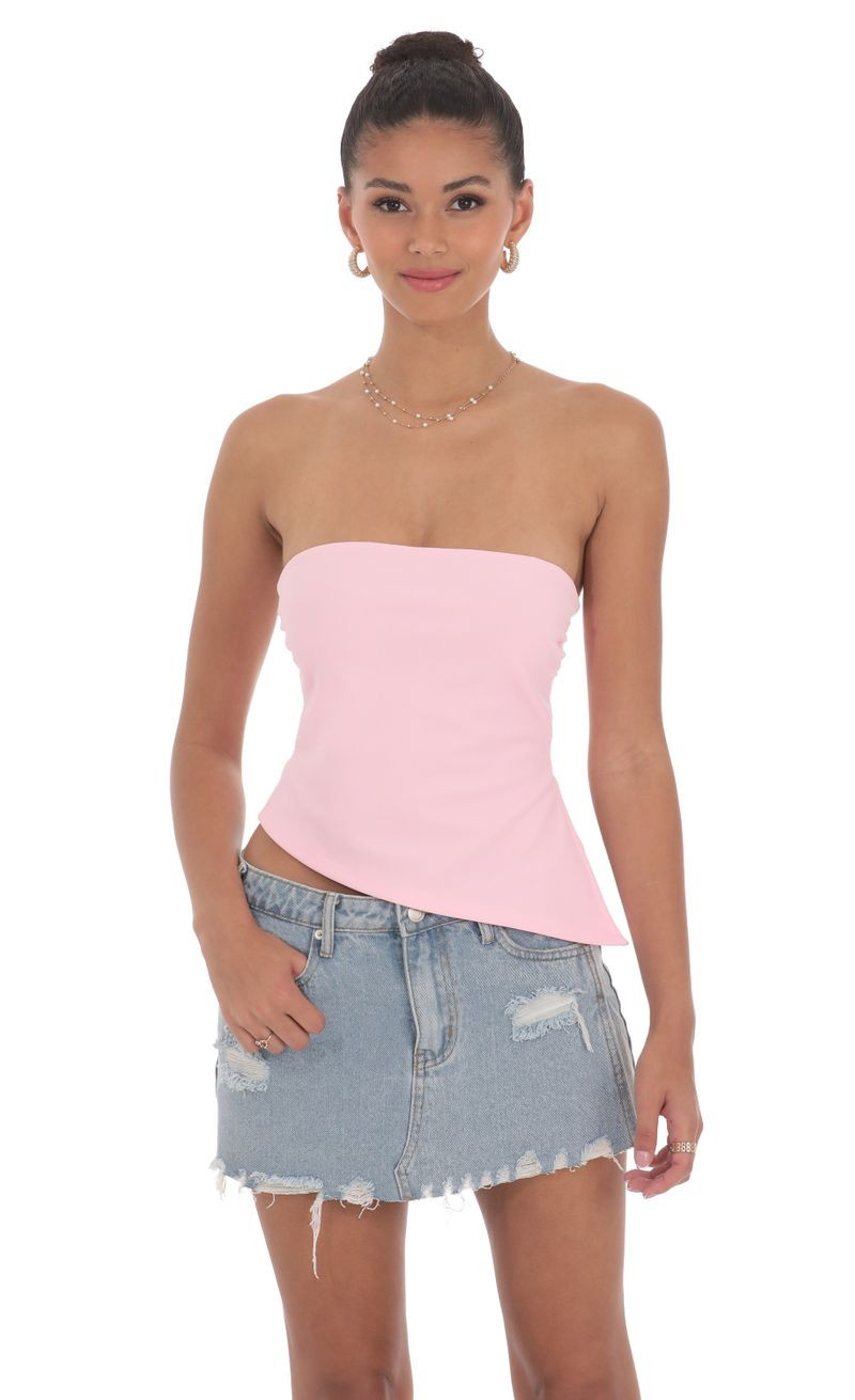 Strapless Side Slit Top in Pink | Lucy in the Sky
