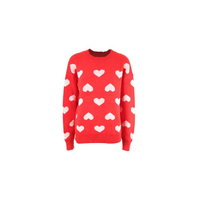 Mioliknya Women's Autumn Knit Sweater Long Sleeve Crewneck Heart Print Knitwear | Walmart (US)