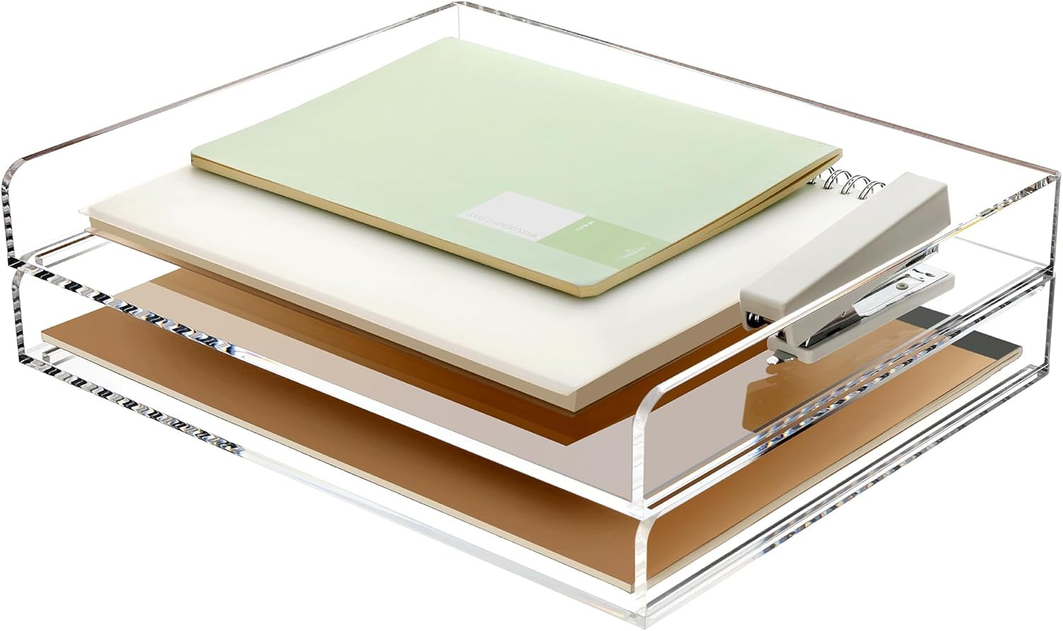 2 Pack- Stackable Paper Letter Tray, A4 File Tray Desk Organizer, Acrylic Desk Organizers and Acc... | Amazon (US)