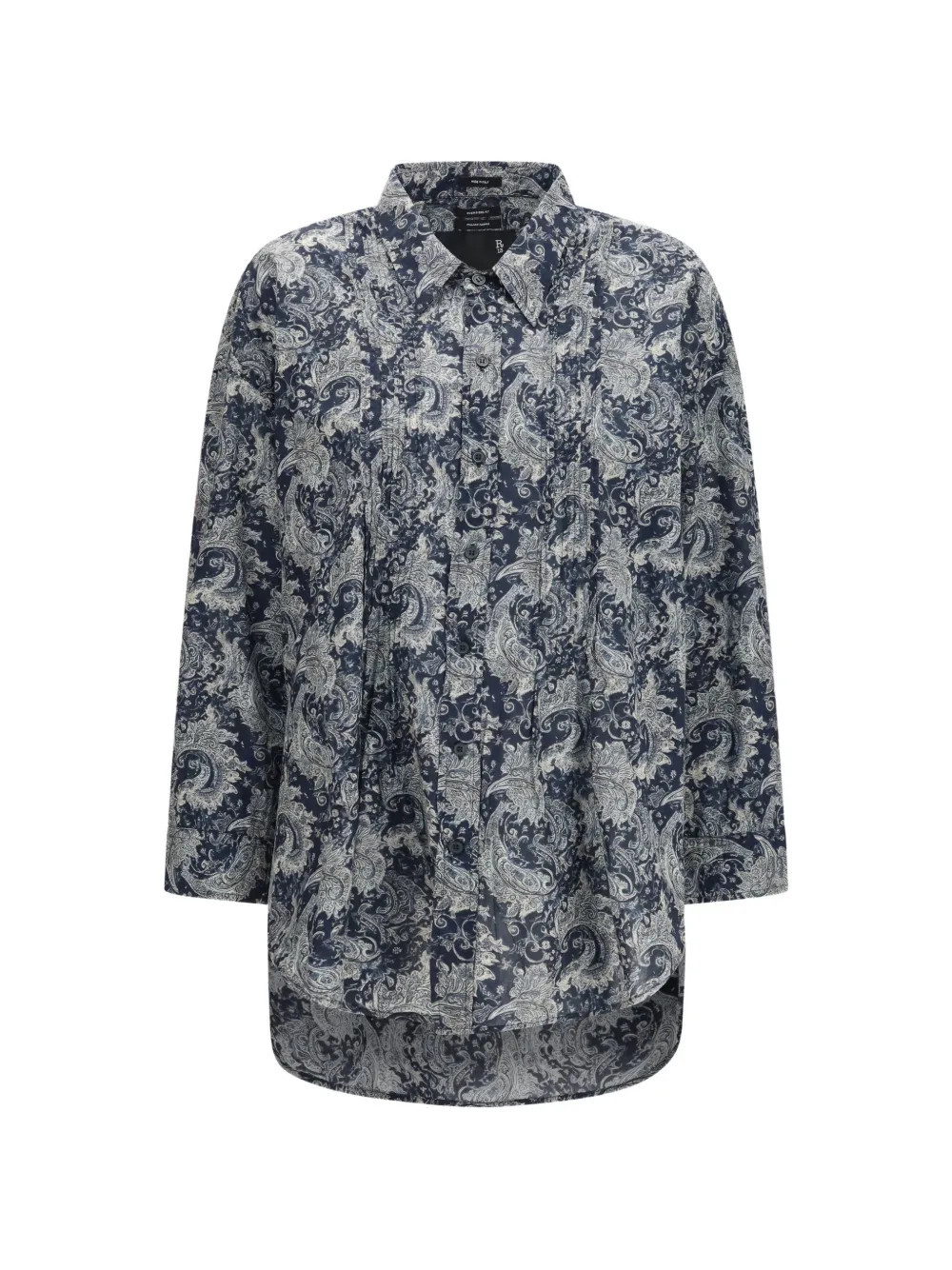 R13 pintuck paisley-print shirt - Blue | Farfetch Global