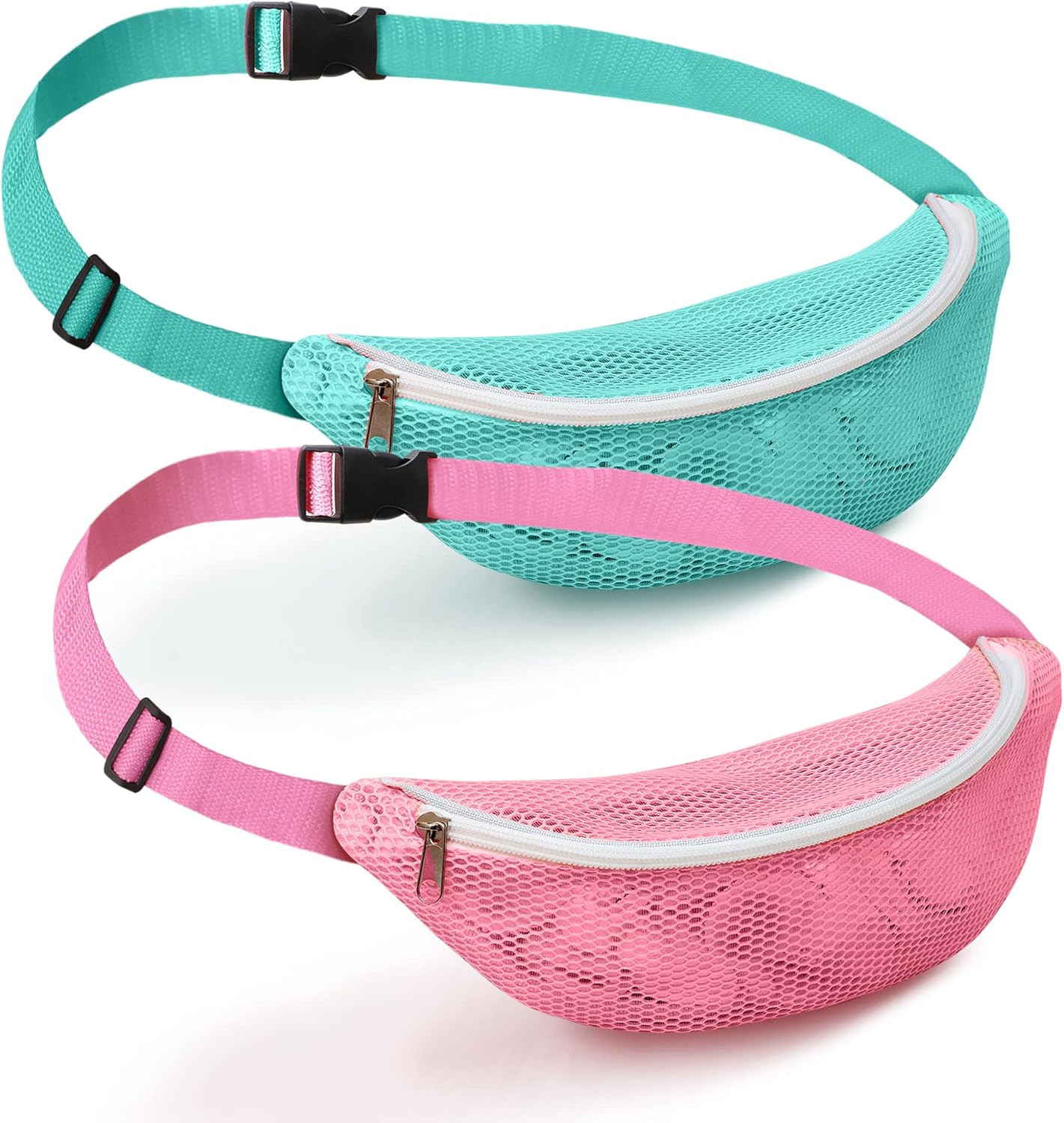 Lindito Mesh Crossbody Fanny Packs for Women, Men and Kids 2-PCS - Small Crossbody Bags with Adju... | Amazon (US)