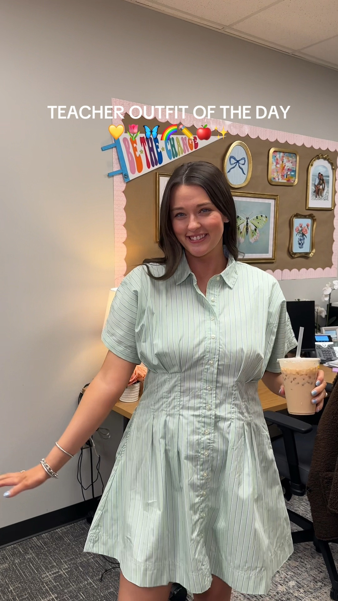 teacher outfit of the day! convinced my whole school they need this dress- quality is SO GOOD! the perfect spring dress! I’m wearing a M! 