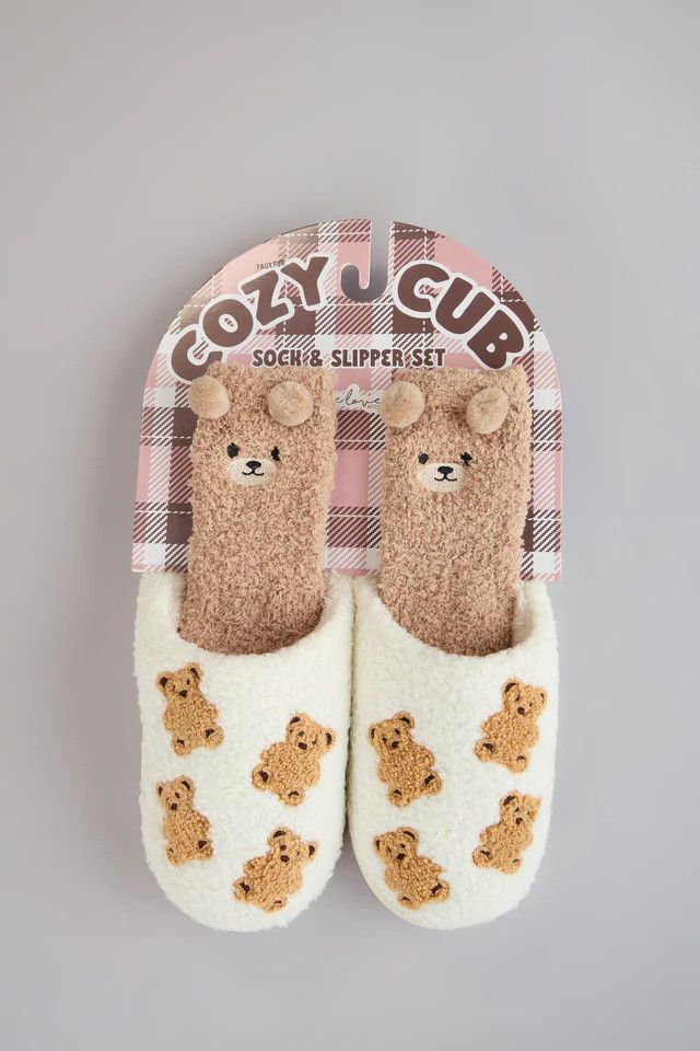 Cuddle Club Teddy Bear Slipper And Socks Set | Windsor Stores