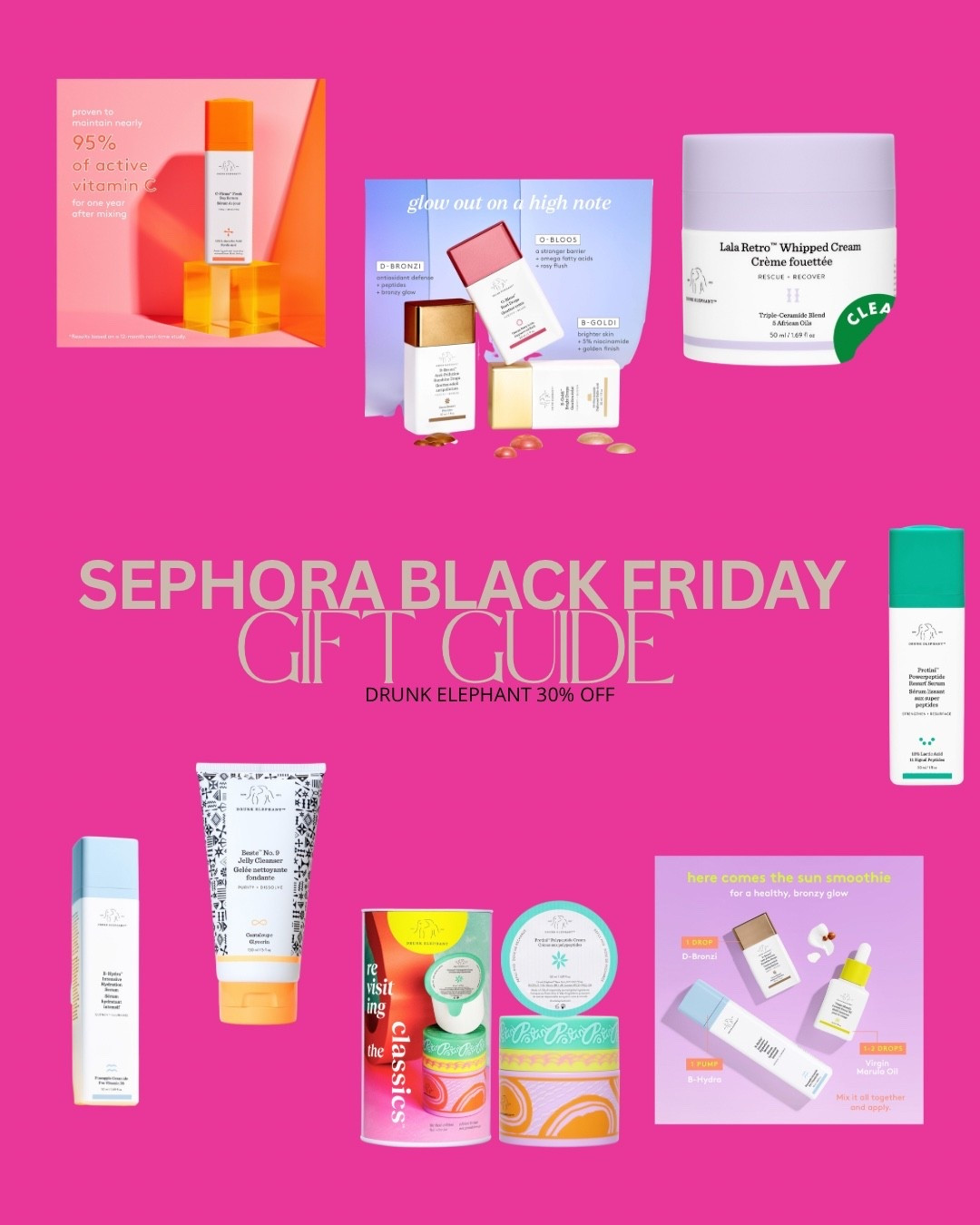 One of Sephoras top black Friday deals is today! Drunk Elephant is 30% off on all products- including my favorite hydration serum 💦

#LTKCyberWeek #LTKHoliday #LTKGiftGuide