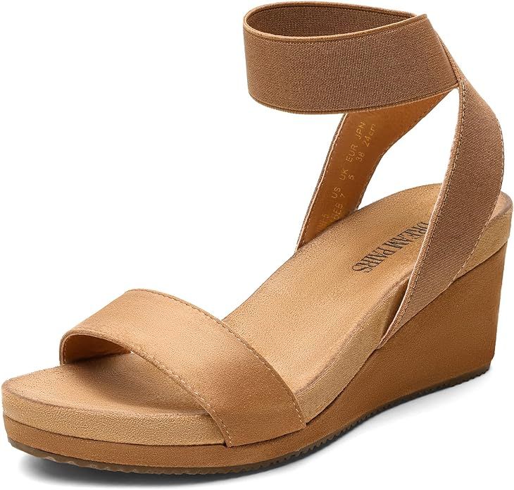 DREAM PAIRS Women's Elastica Ankle Strap Open Toe Platform Wedge Sandals | Amazon (US)