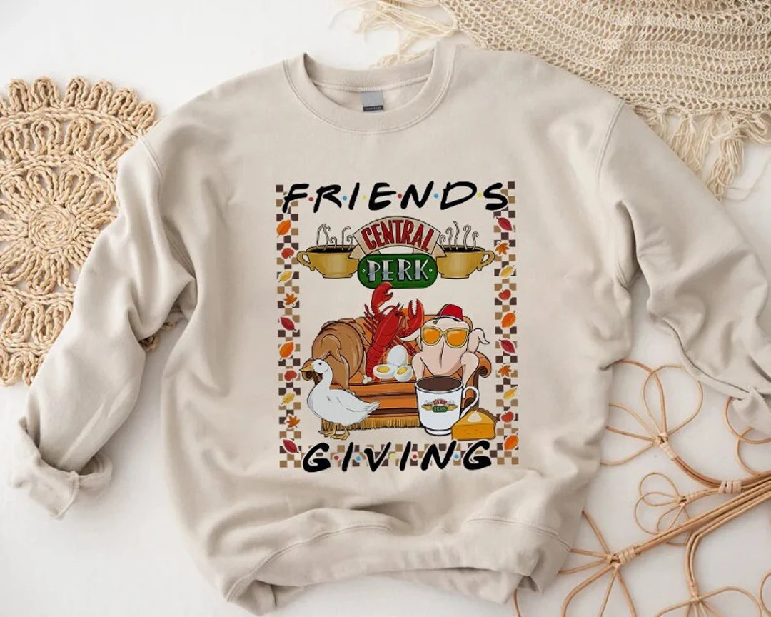 Friendsgiving Sweatshirt, Central Perk Sweatshirt, Thanksgiving Turkey Sweatshirt, Sweatshirt Gif... | Etsy (US)