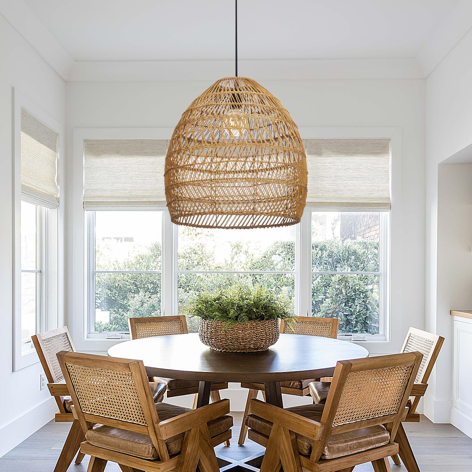 Arturesthome Boho Chandelier Rattan Pendant Light,19.6” Large Wicker Pendant Light Fixtures,Bas... | Amazon (US)