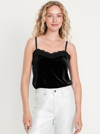 Lace-Trim Velvet Top | Old Navy (US)
