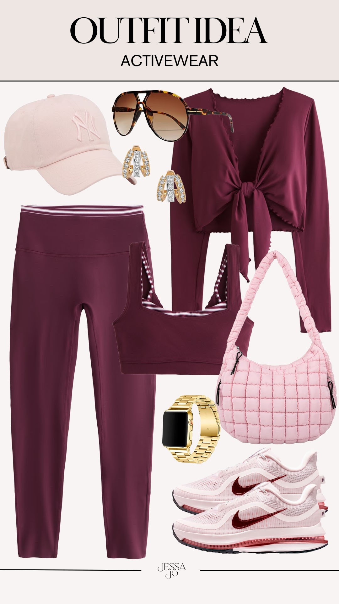 Summer active outfit. Trendy summer activewear. Abercrombie Ypb. Matching pink burgundy active outfit.

#LTKootd #LTKSeasonal #LTKActive