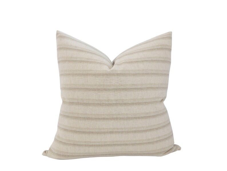 PEYTON  Neutral Stripe Pillow Cover Light Beige Stripe - Etsy | Etsy (US)