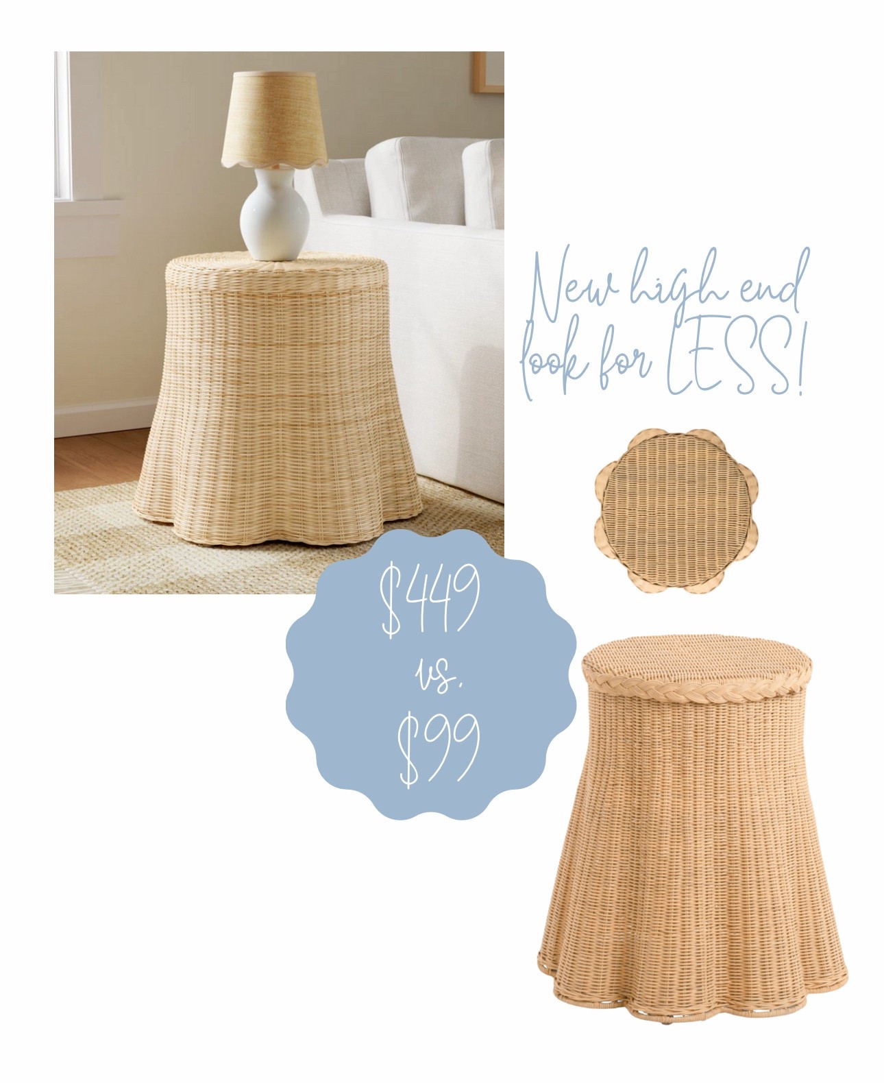 High end look for less, wicker side table, grandmillenial home finds, side table, scalloped side tablee

#LTKStyleTip #LTKHome