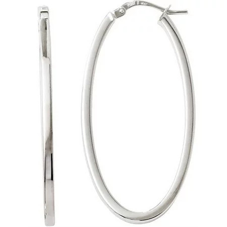 Primal Gold 10 Karat White Gold Oval Hinged Hoop Earrings | Walmart (US)