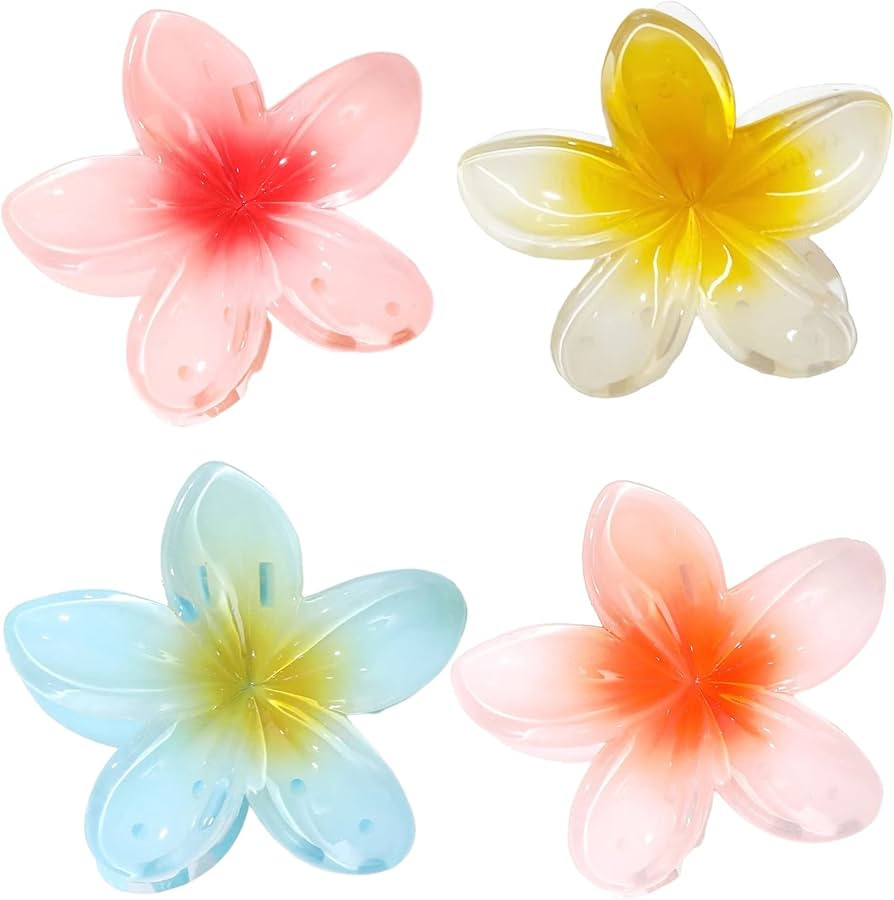 Ypkia Flower Hair Clip Small Hair claw Clip Women Colourful Hair Clips Non-Slip Hawaiian Claw Cli... | Amazon (UK)