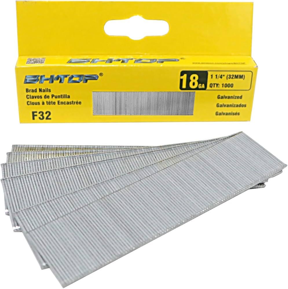 BHTOP F32 1 1/4" 18 Guage Galvanized brad Nails (1000-Pack) | Amazon (US)