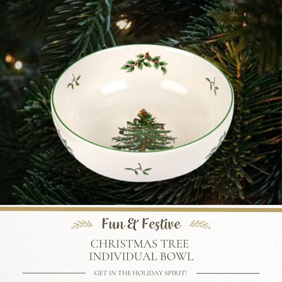 Spode Christmas Tree Individual Fruit Bowl - 7 Inch Porcelain Oatmeal, Salad, Soup, Cereal, Break... | Target