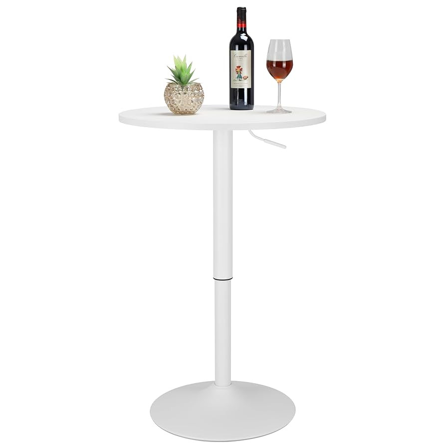 Finnhomy 24'' Round Cocktail Bar Table with Metal Base, Tall Bistro Pub Table, Adjustable 27.9''-... | Amazon (US)