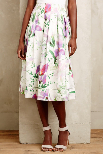 Hibiscus Pleated Midi Skirt | Anthropologie (US)