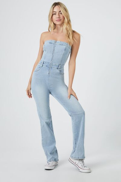 Strapless Denim Zip-Up Jumpsuit | Forever 21 (US)