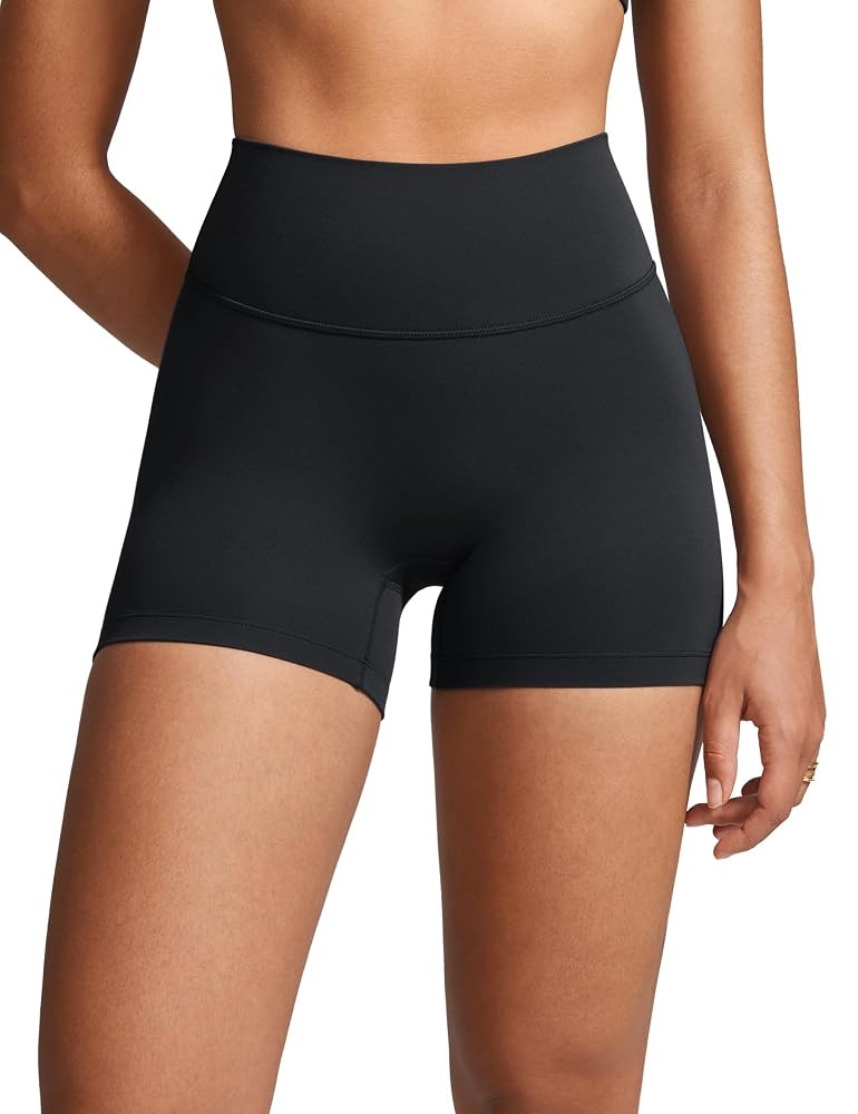 Womens High Waist No Front Seam Biker Shorts 4 Inches Running Volleyball Spandex Yoga Gym Workout... | Amazon (US)