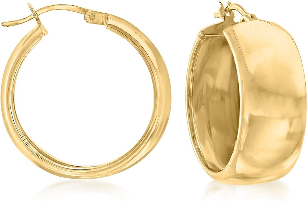 Ross-Simons 18kt Gold Over Sterling Wide Hoop Earrings | Amazon (US)