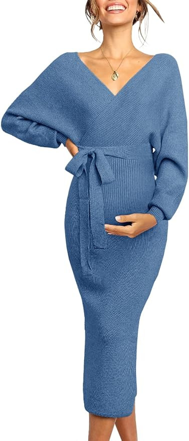 Chang Yun Maternity Nursing Dress Sweater Dress for Women Wedding Guest Dress Baby Shower Materni... | Amazon (US)