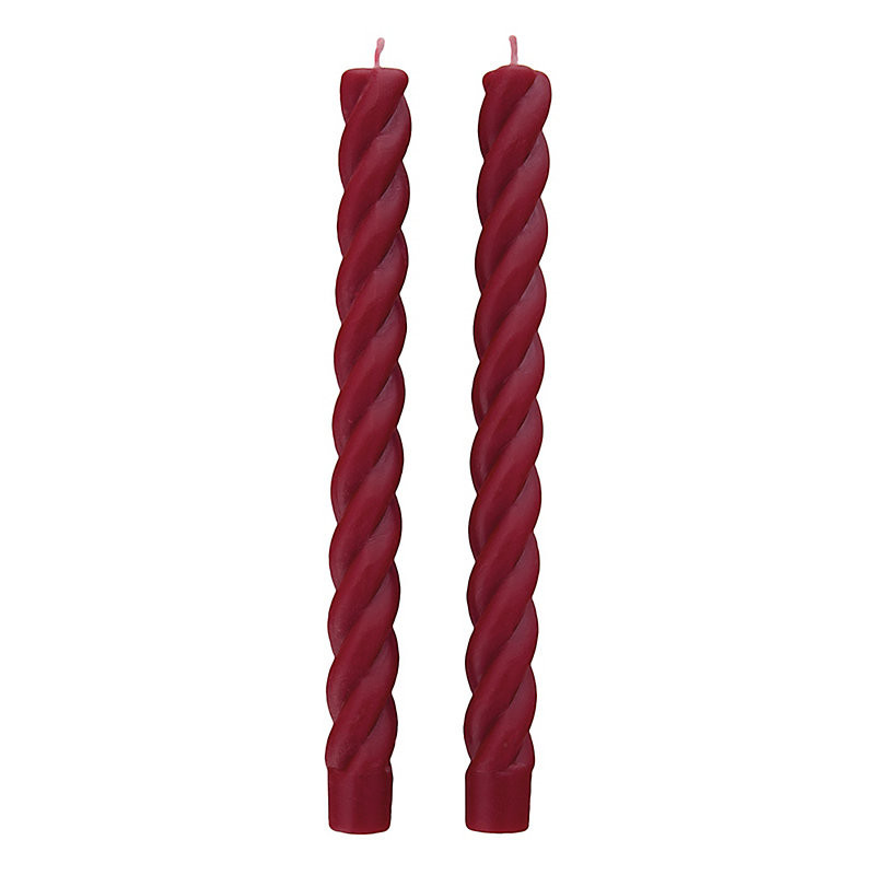 Set of 2 Twisted Taper Candles - Burgundy - Ballard Designs | Ballard Designs, Inc.