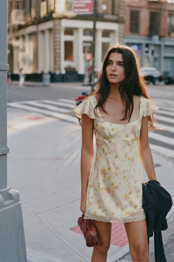 FLORAL SATIN MINI DRESS | Zara UK