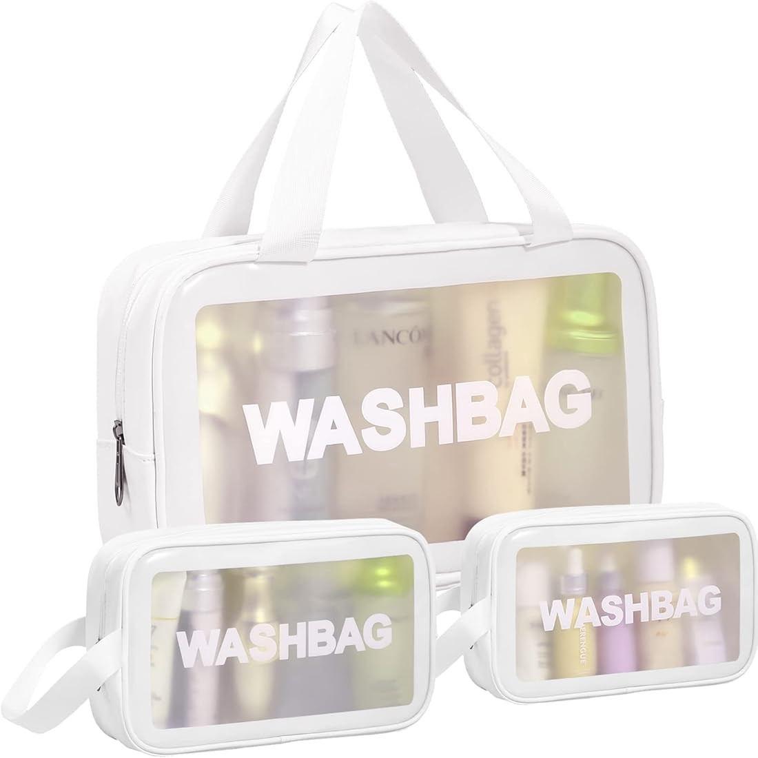 MURDIZZO 3 PCS Travel Toiletry Bag for Women Men, Matte Translucent Waterproof Makeup Cosmetic Tr... | Amazon (US)